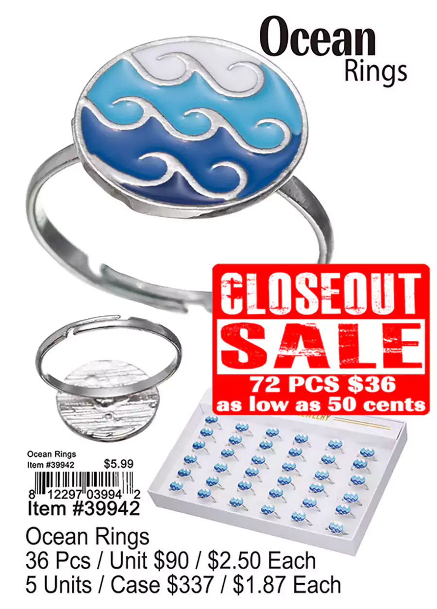 Ocean Rings - Closeout 72 Pcs.